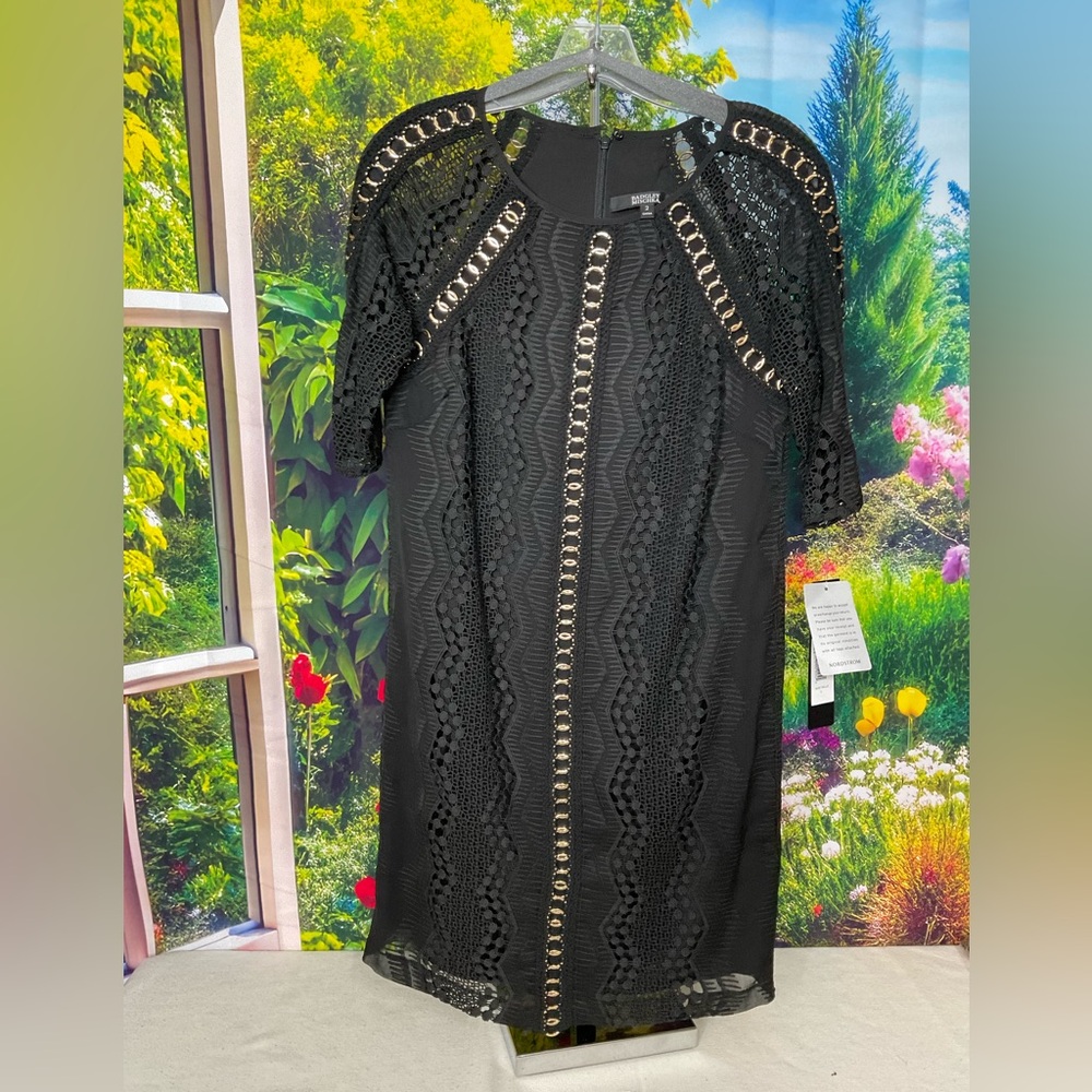 Badgley Mischa  Black Lace Midi Dress sz 2 NWT. # 1324